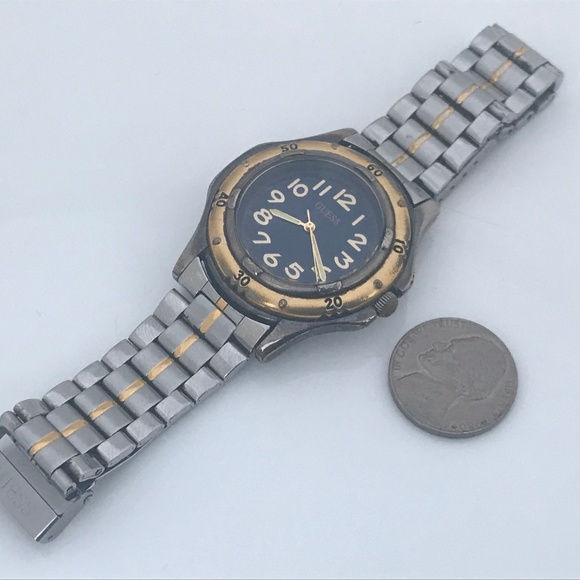 Guess Men Watch Analog Silver Gold Tone WristWatch - Picture 3 of 8